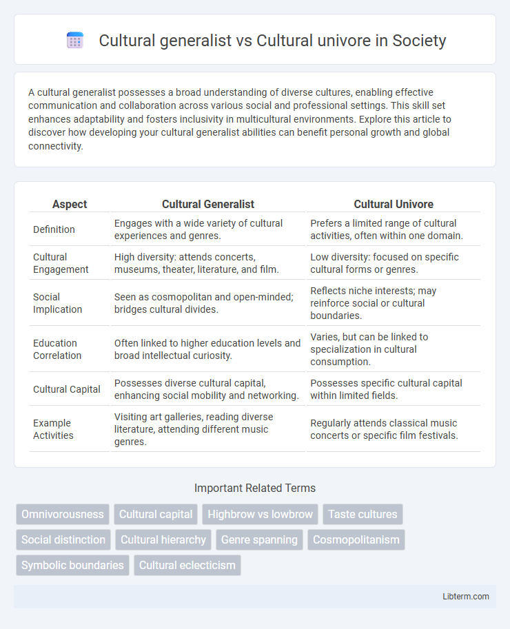 Cultural univore vs Cultural generalist in Society - What is The Difference?