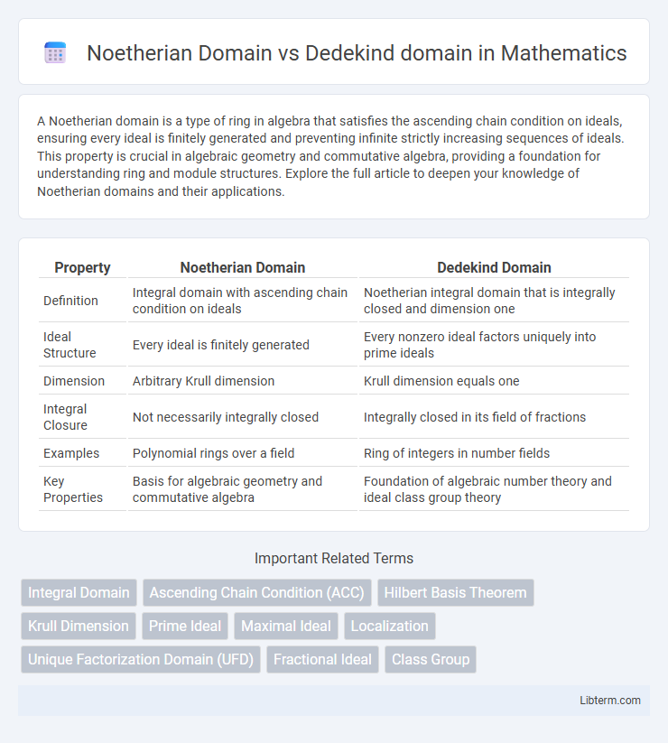 Dedekind domain vs Noetherian Domain in Mathematics - What is The Difference?