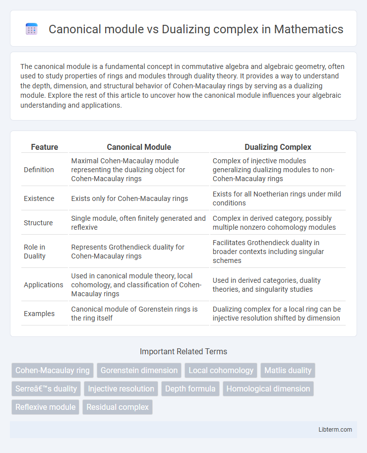 Dualizing complex vs Canonical module in Mathematics - What is The Difference?