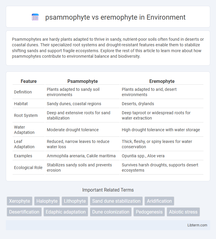 eremophyte vs psammophyte in Environment - What is The Difference?