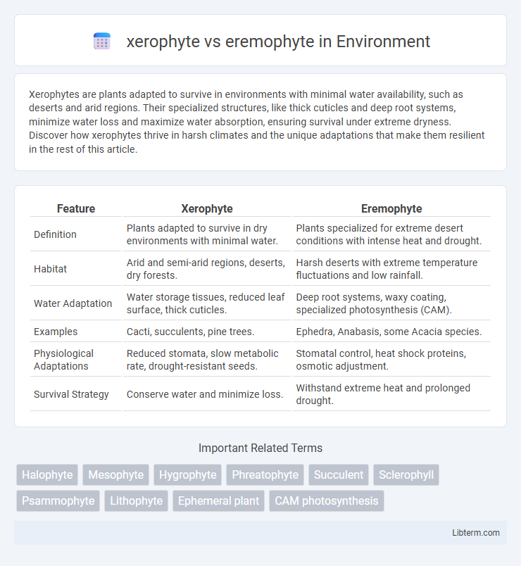 eremophyte vs xerophyte in Environment - What is The Difference?