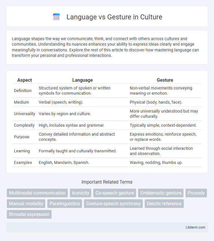Gesture vs Language in Culture - What is The Difference?