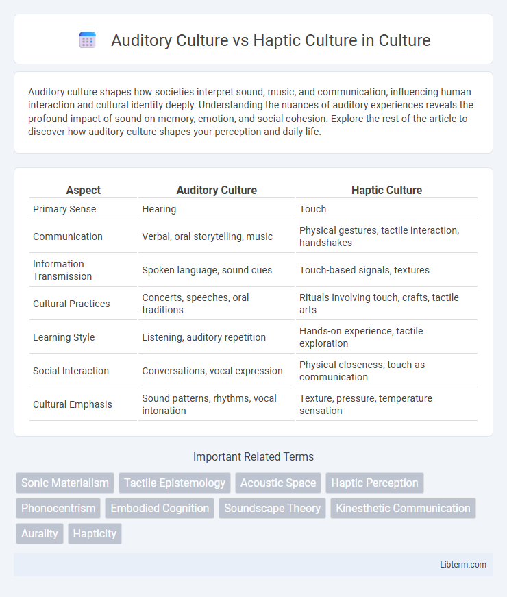 Haptic Culture vs Auditory Culture in Culture - What is The Difference?