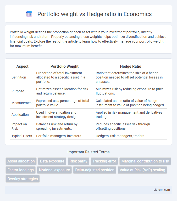 Hedge ratio vs Portfolio weight in Economics - What is The Difference?