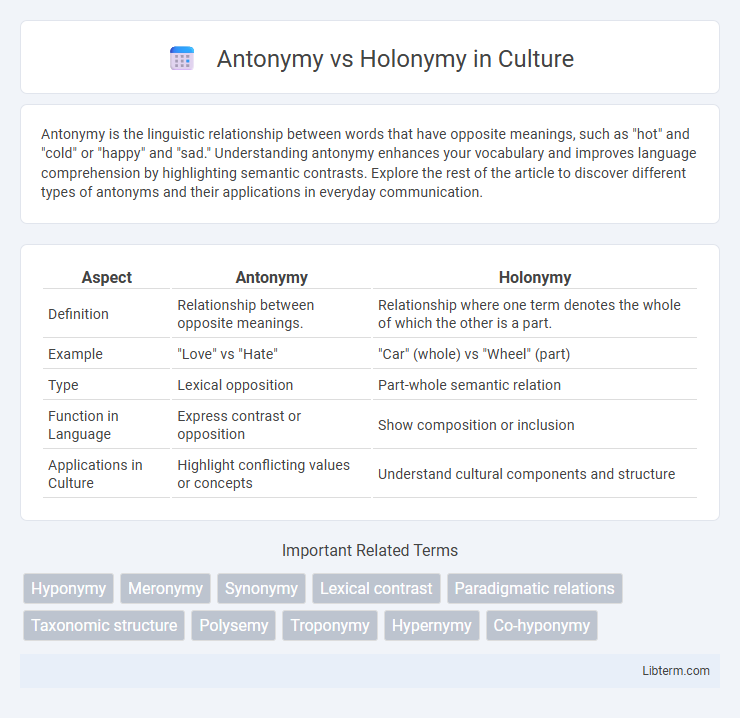 Holonymy vs Antonymy in Culture - What is The Difference?