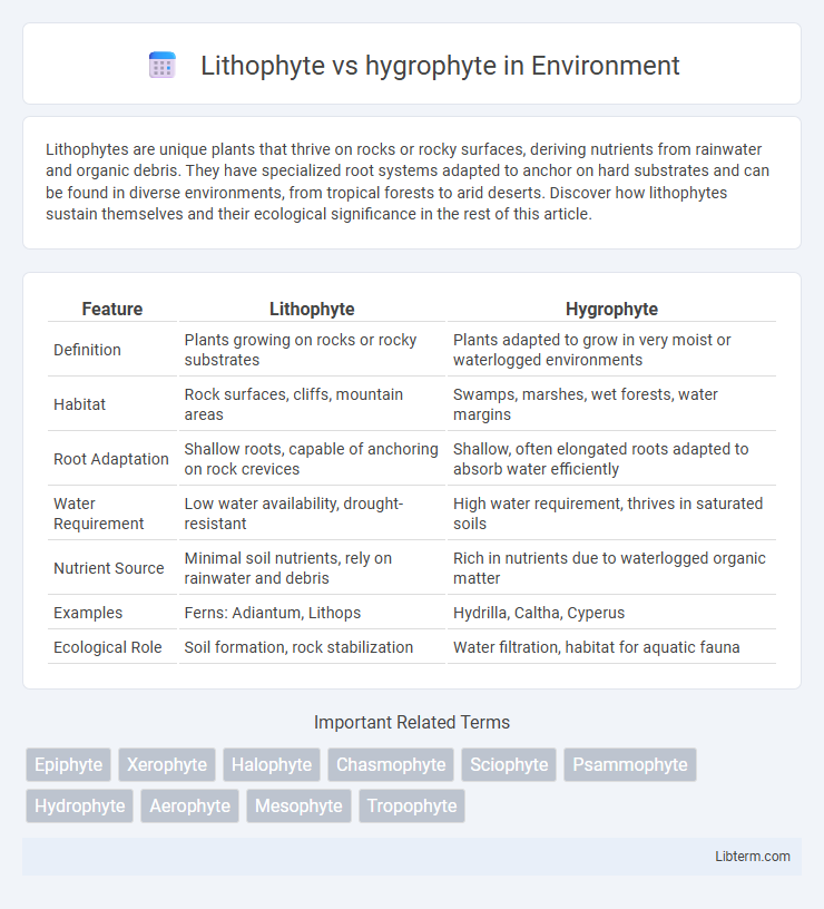 hygrophyte vs Lithophyte in Environment - What is The Difference?