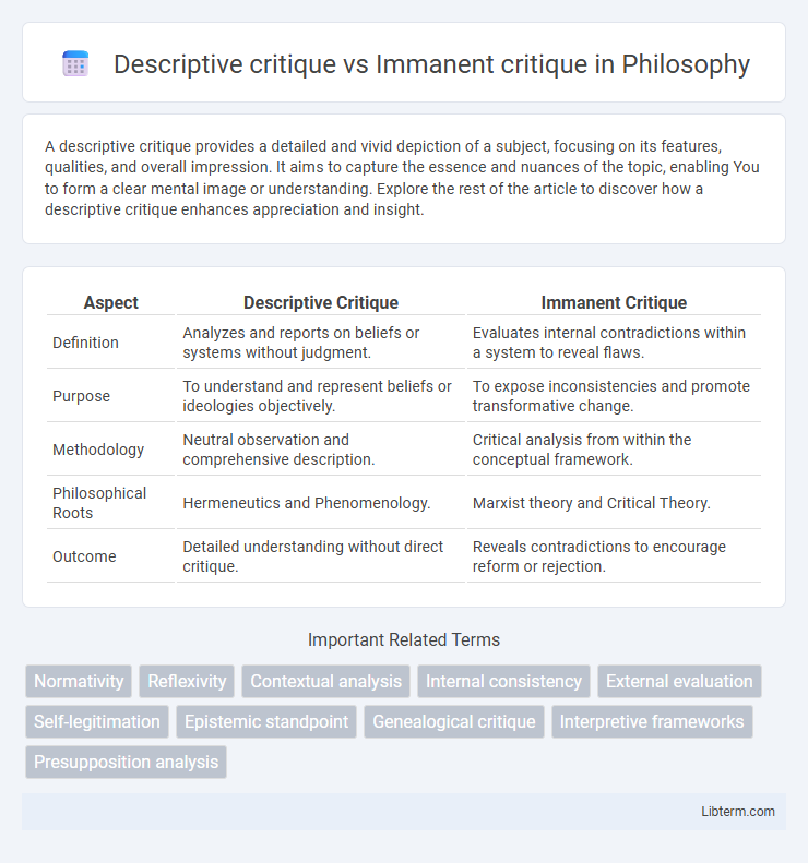 Immanent critique vs Descriptive critique in Philosophy - What is The Difference?