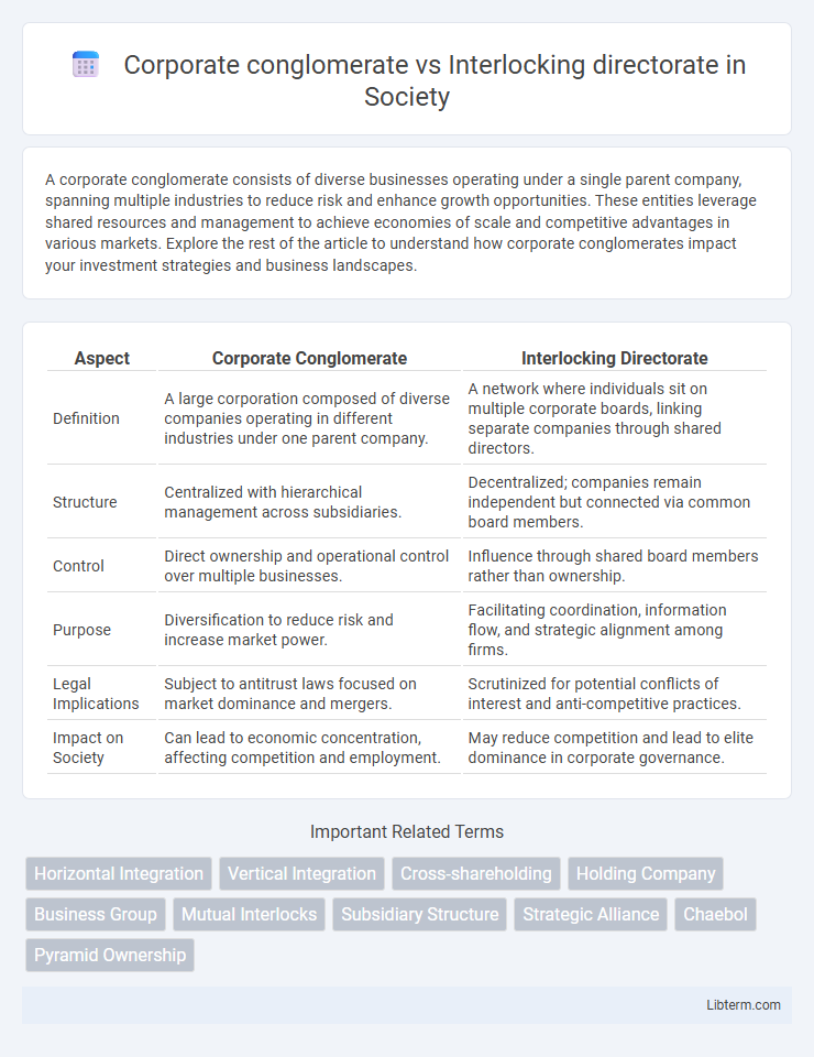 Interlocking directorate vs Corporate conglomerate in Society - What is The Difference?