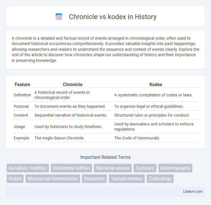 kodex vs Chronicle in History - What is The Difference?