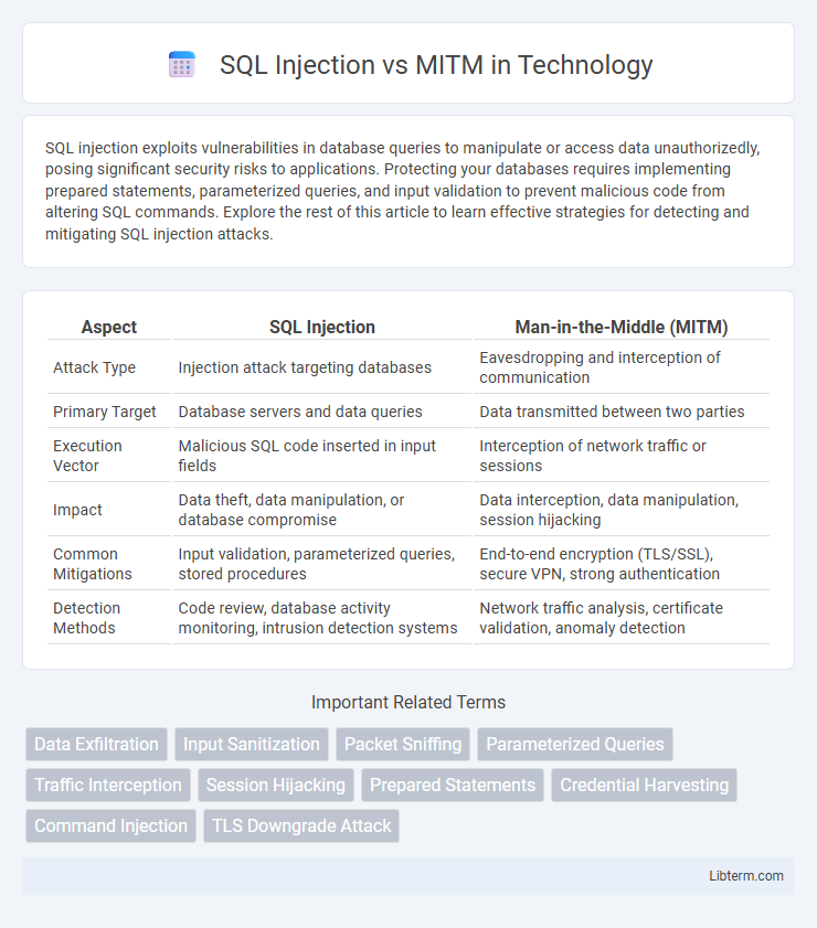 MITM vs SQL Injection in Technology - What is The Difference?