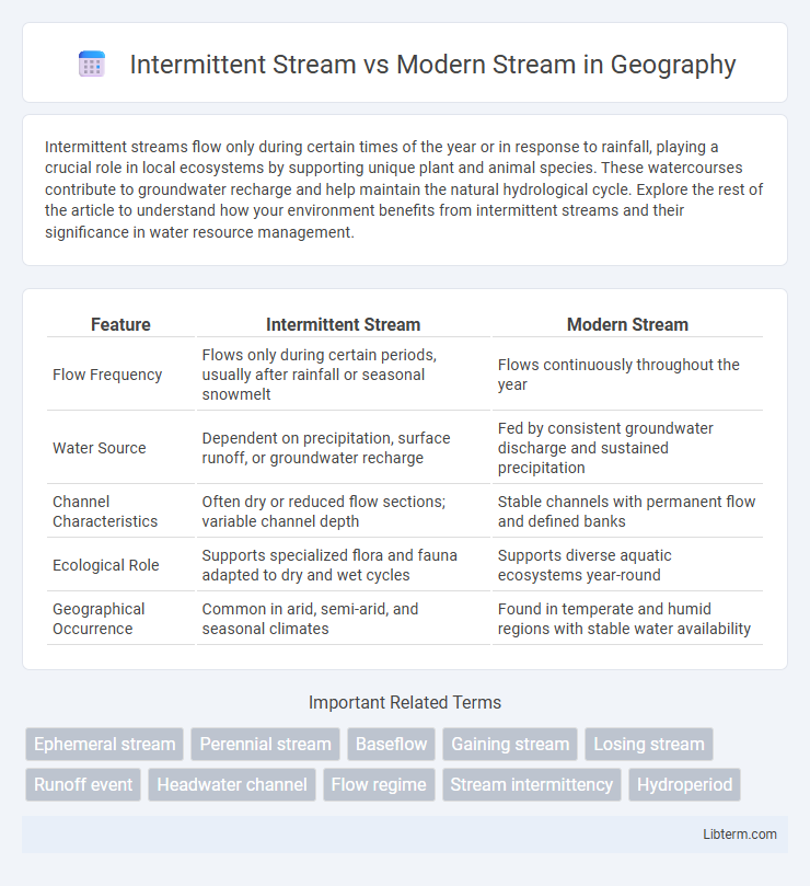Modern Stream vs Intermittent Stream in Geography - What is The Difference?