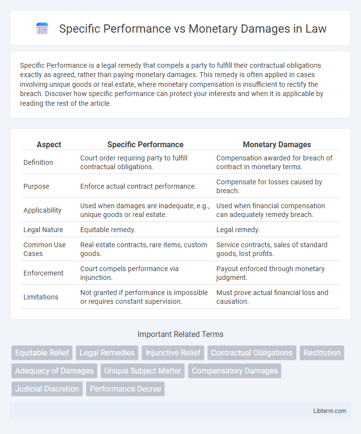 Monetary Damages vs Specific Performance in Law - What is The Difference?