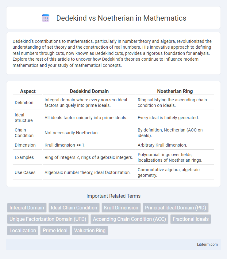 Noetherian vs Dedekind in Mathematics - What is The Difference?