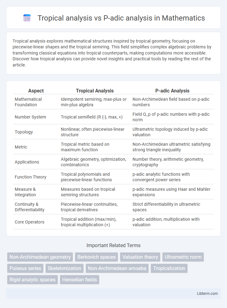 P-adic analysis vs Tropical analysis in Mathematics - What is The Difference?