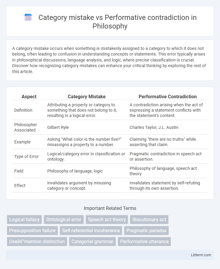 Performative contradiction vs Category mistake in Philosophy - What is The Difference?