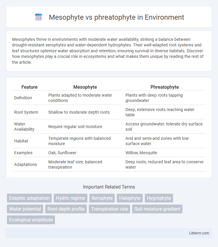 phreatophyte vs Mesophyte in Environment - What is The Difference?