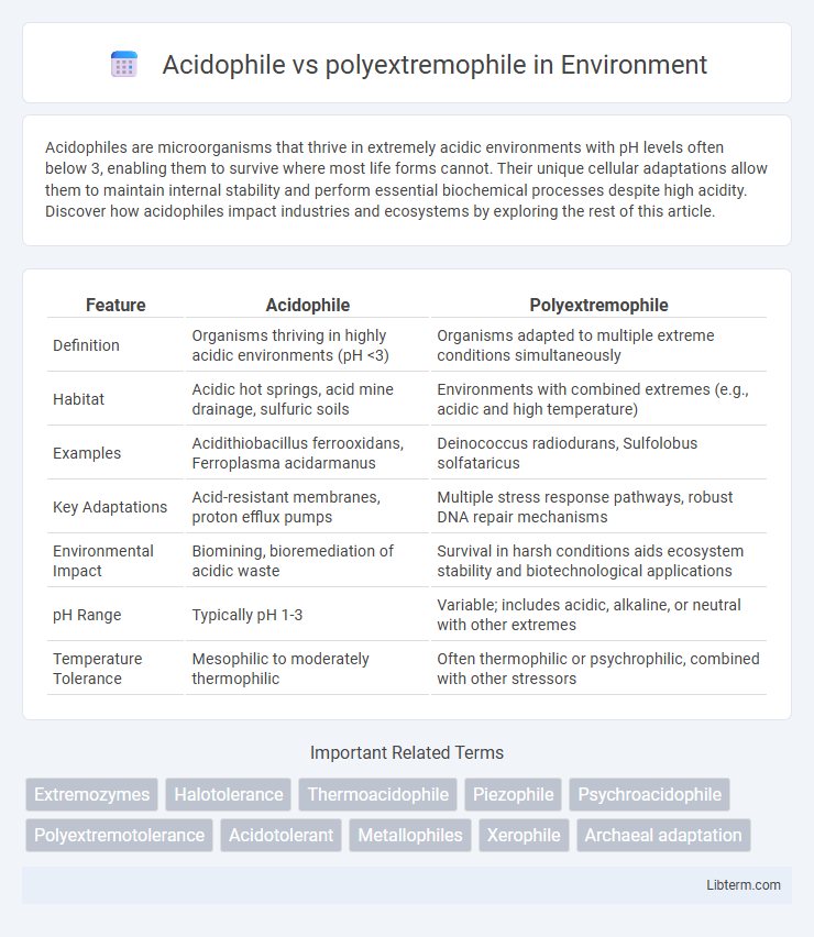 polyextremophile vs Acidophile in Environment - What is The Difference?