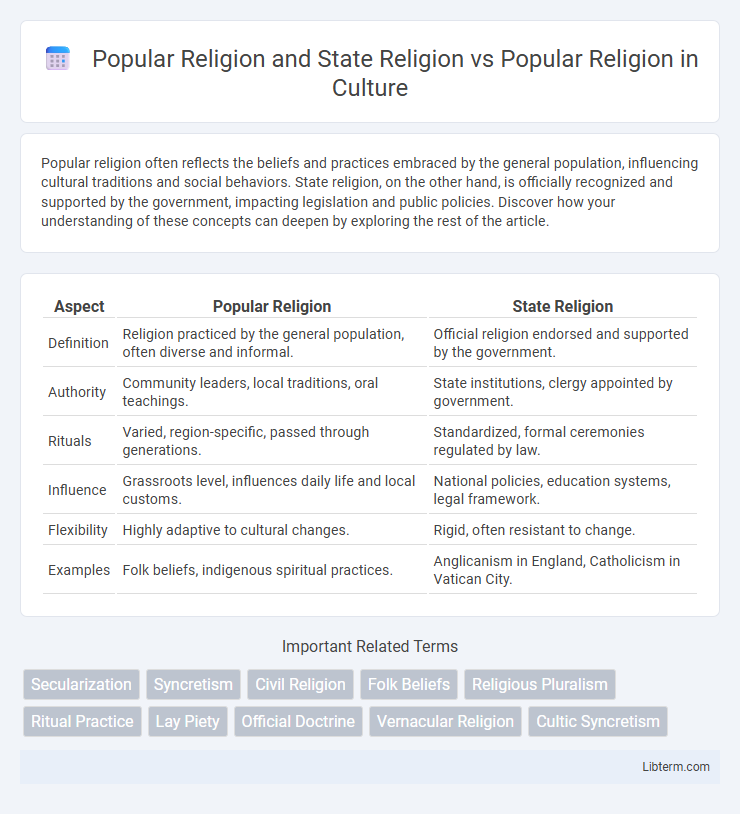 Popular Religion vs Popular Religion and State Religion in Culture - What is The Difference?
