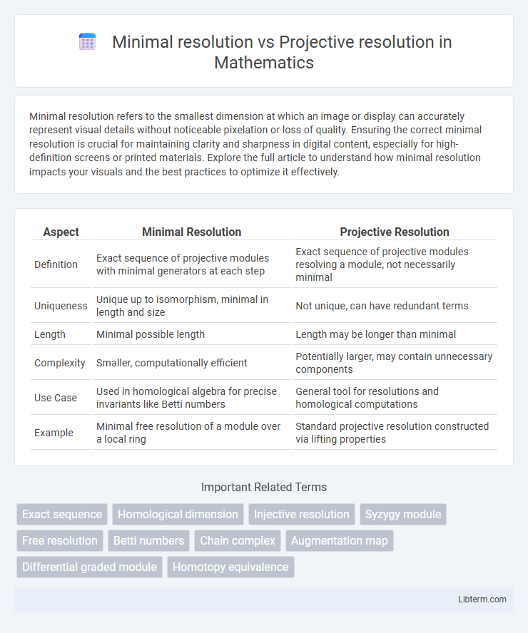 Projective resolution vs Minimal resolution in Mathematics - What is The Difference?