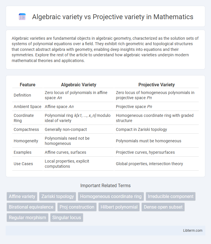 Projective variety vs Algebraic variety in Mathematics - What is The Difference?