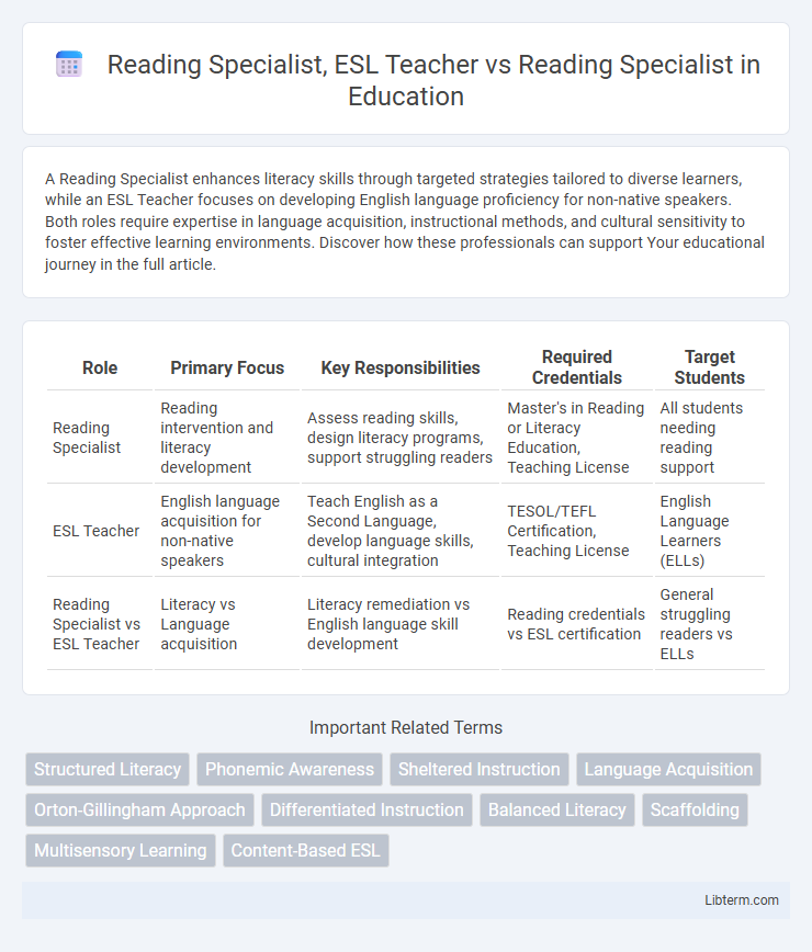 Reading Specialist vs Reading Specialist, ESL Teacher in Education - What is The Difference?