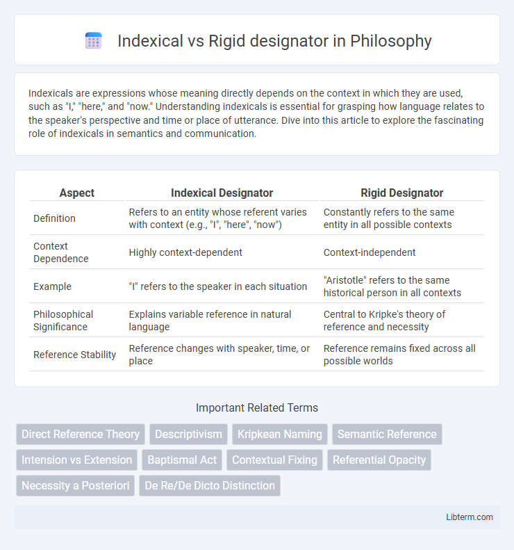 Rigid designator vs Indexical in Philosophy - What is The Difference?