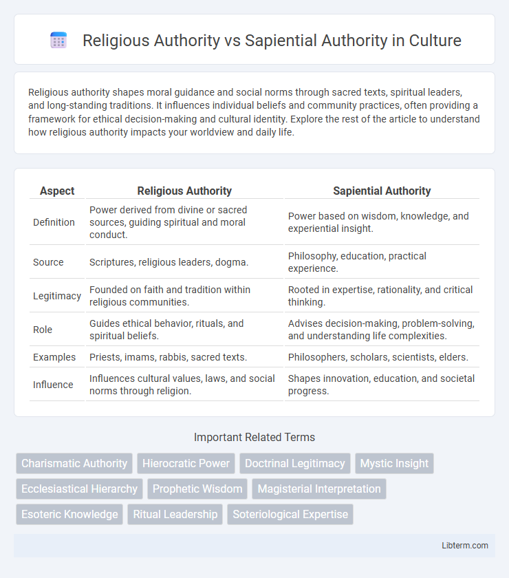 Sapiential Authority vs Religious Authority in Culture - What is The Difference?