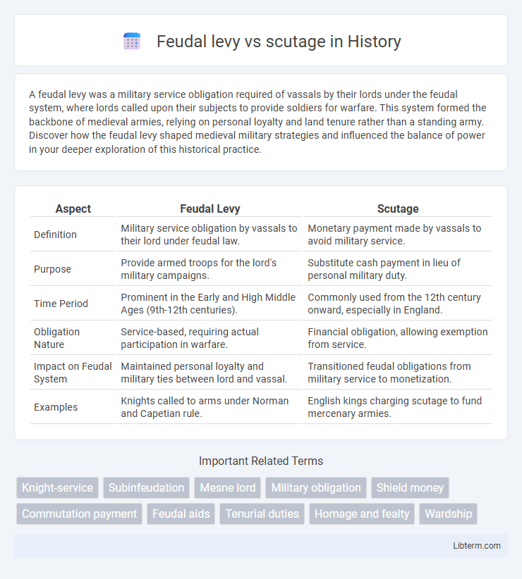 scutage vs Feudal levy in History - What is The Difference?