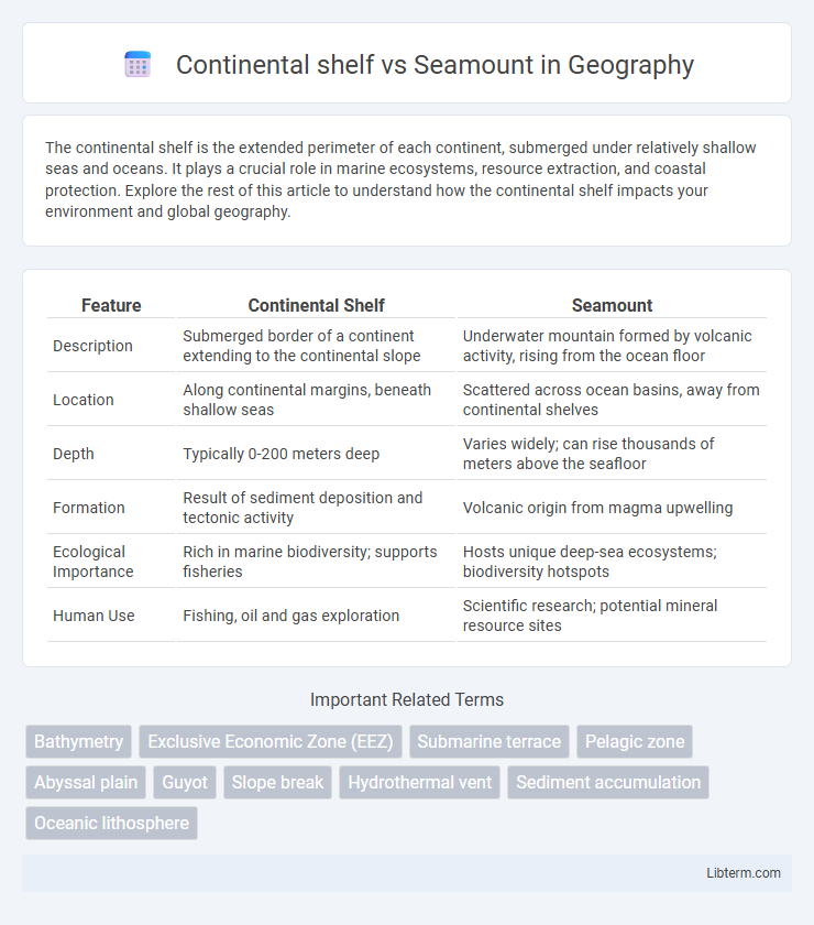 Seamount vs Continental shelf in Geography - What is The Difference?