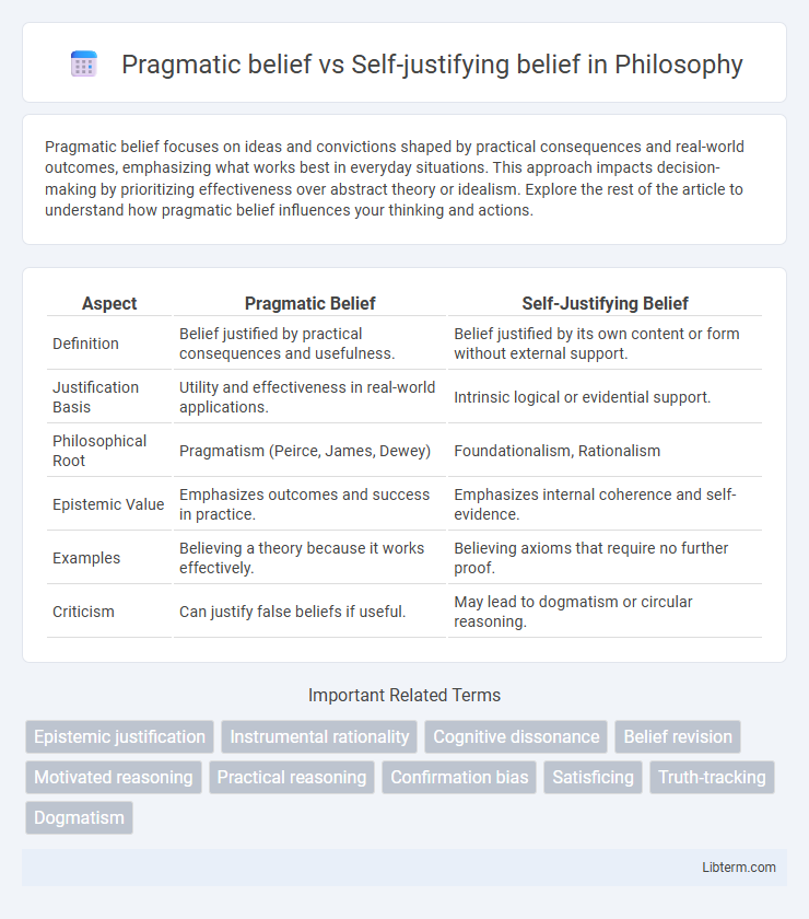 Self-justifying belief vs Pragmatic belief in Philosophy - What is The Difference?