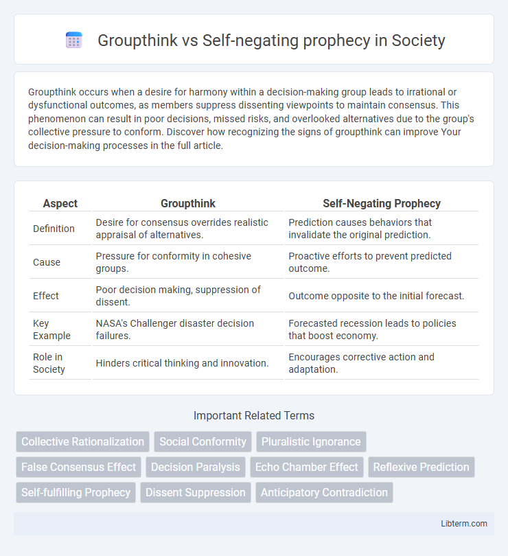 Self-negating prophecy vs Groupthink in Society - What is The Difference?