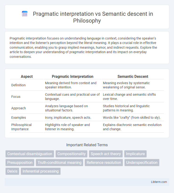 Semantic descent vs Pragmatic interpretation in Philosophy - What is The Difference?