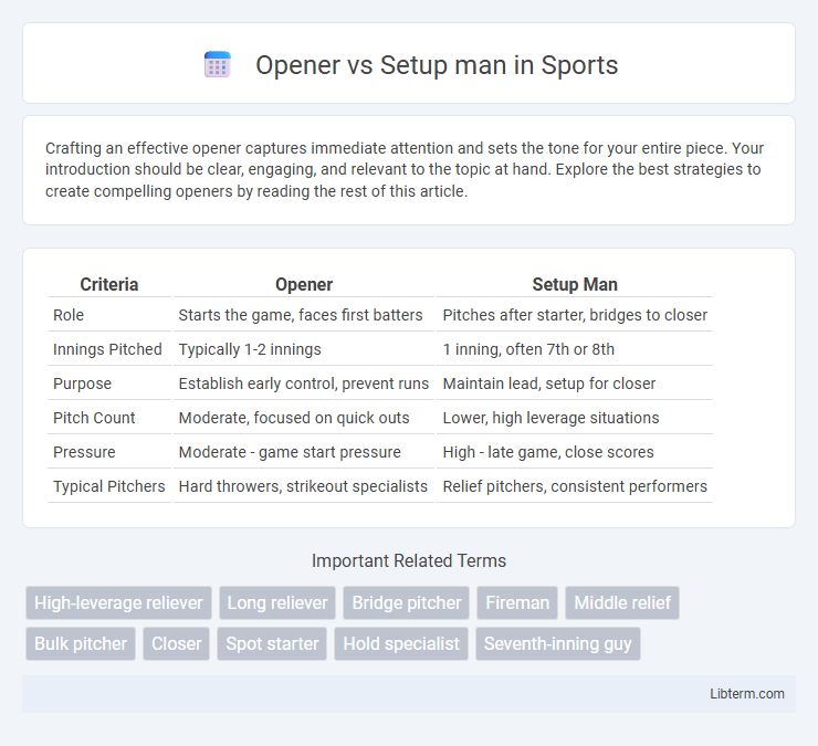 Setup man vs Opener in Sports - What is The Difference?