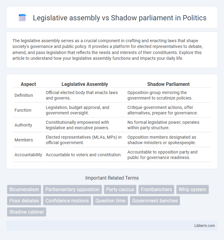 Shadow parliament vs Legislative assembly in Politics - What is The Difference?