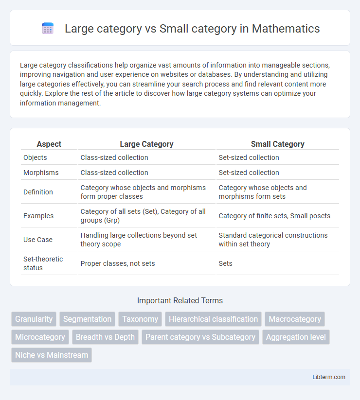 Small category vs Large category in Mathematics - What is The Difference?