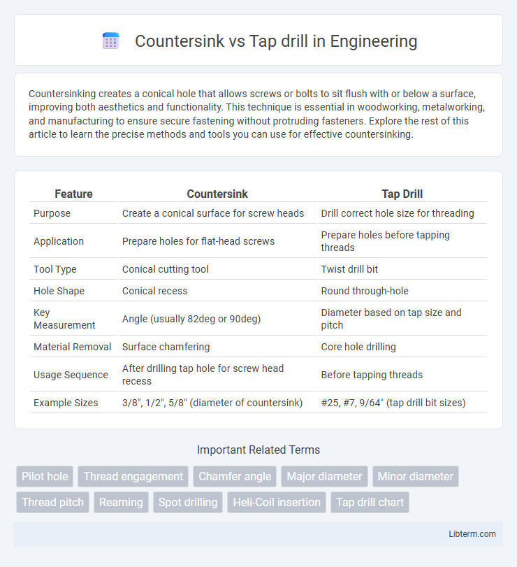 Tap drill vs Countersink in Engineering - What is The Difference?