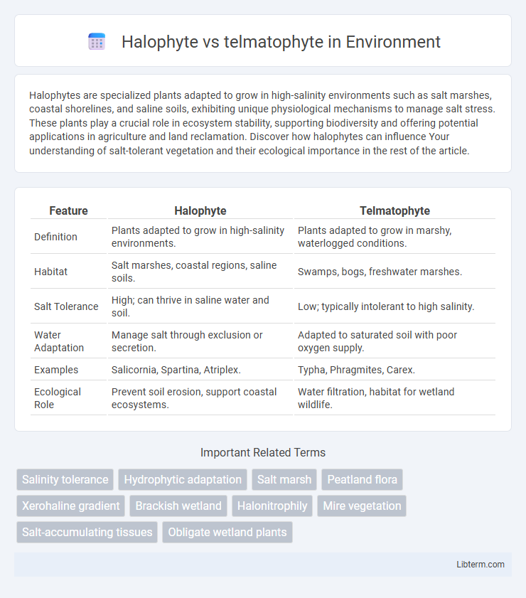 telmatophyte vs Halophyte in Environment - What is The Difference?