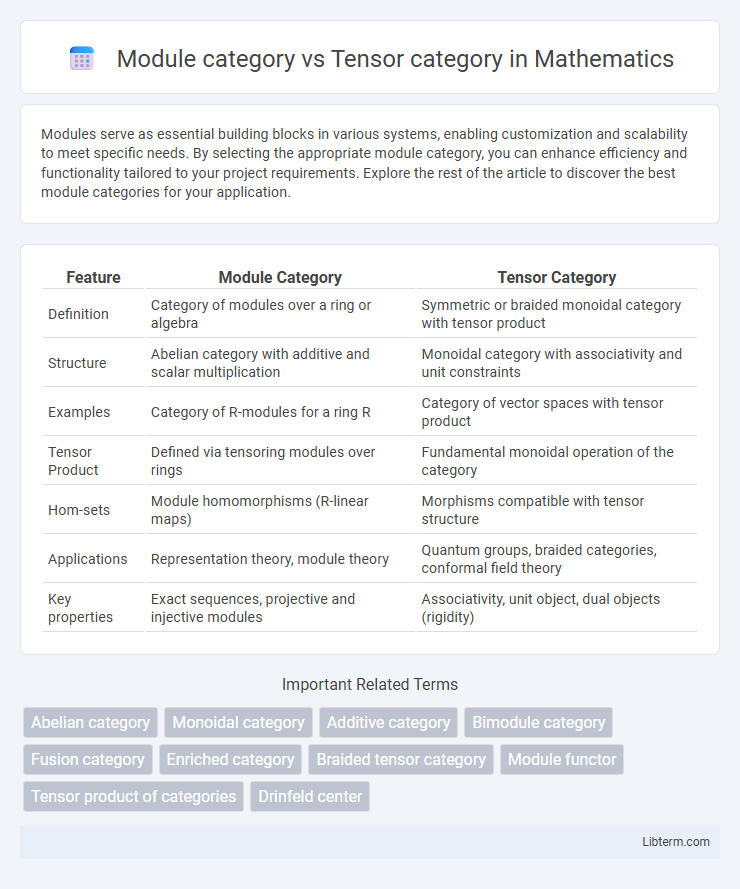 Tensor category vs Module category in Mathematics - What is The Difference?