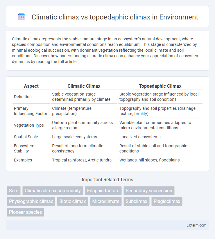 topoedaphic climax vs Climatic climax in Environment - What is The Difference?