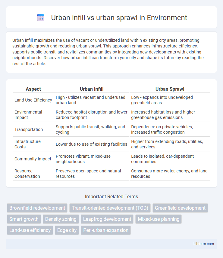 urban sprawl vs Urban infill in Environment - What is The Difference?