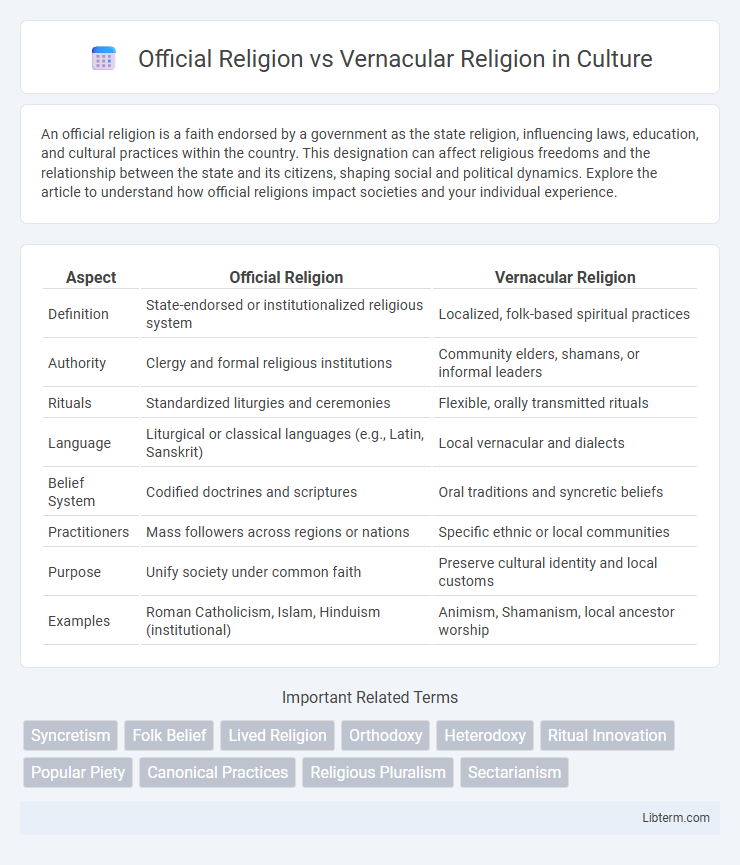 Vernacular Religion vs Official Religion in Culture - What is The Difference?