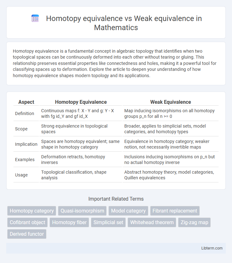 Weak equivalence vs Homotopy equivalence in Mathematics - What is The Difference?