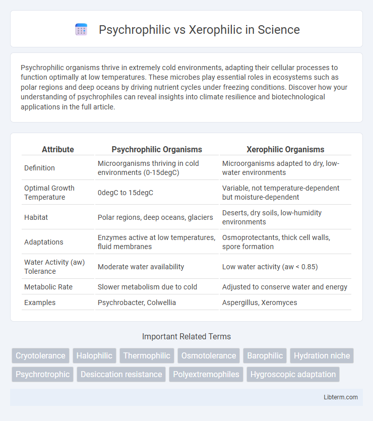 Xerophilic vs Psychrophilic in Science - What is The Difference?