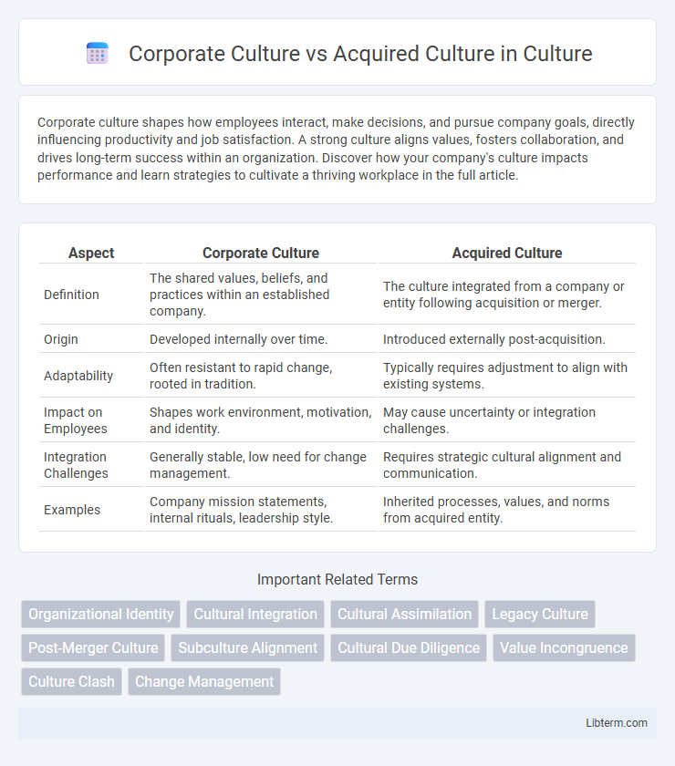 Acquired Culture vs Corporate Culture in Culture - What is The Difference?