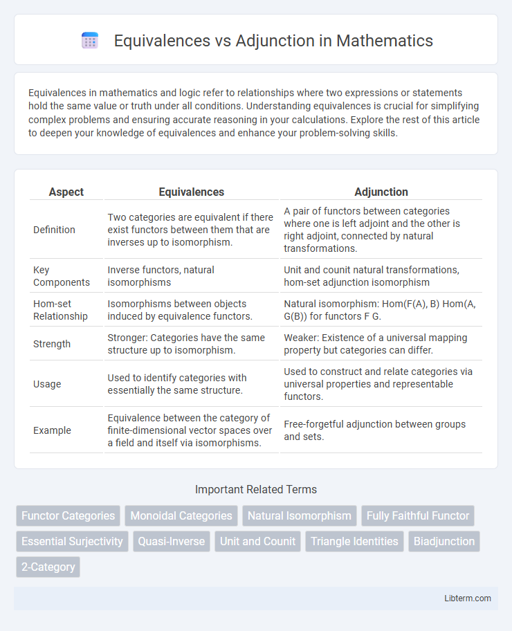 Adjunction vs Equivalences in Mathematics - What is The Difference?