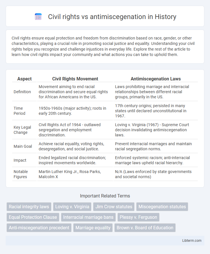 antimiscegenation vs Civil rights in History - What is The Difference?