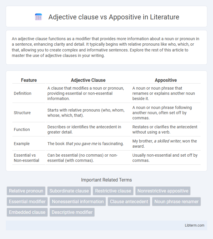 Appositive vs Adjective clause in Literature - What is The Difference?