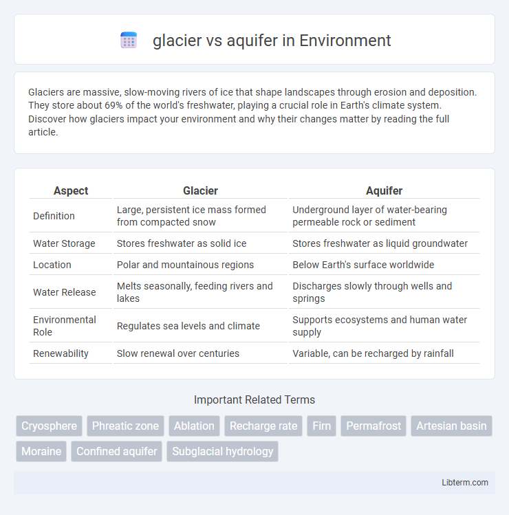 aquifer vs glacier in Environment - What is The Difference?