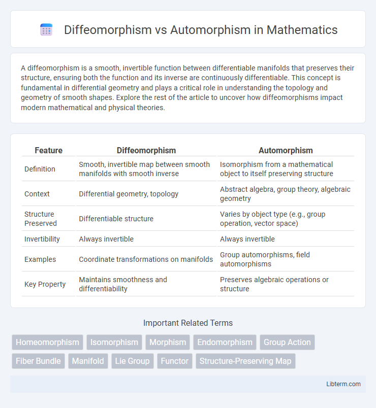 Automorphism vs Diffeomorphism in Mathematics - What is The Difference?