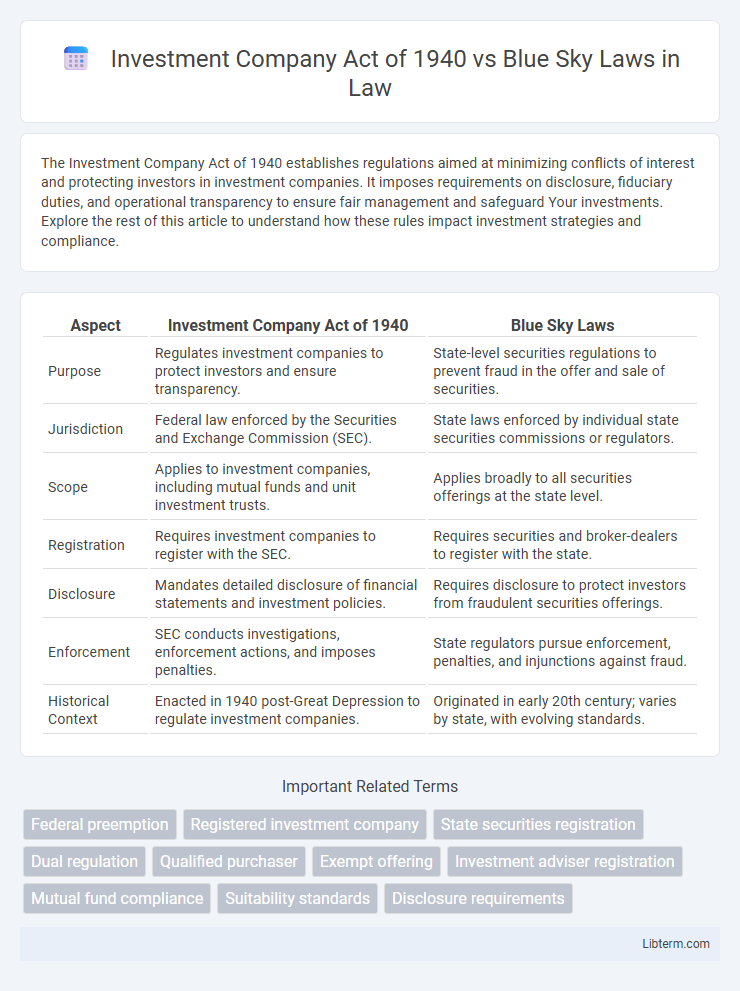 Blue Sky Laws vs Investment Company Act of 1940 in Law - What is The Difference?